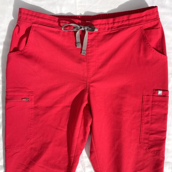 Figs Yola Skinny Scrub Pants Womens Large Petite In Pop Red - Picture 2 of 6
